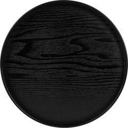QUVIO Houten dienblad rond - Maat XL - Diameter 33 cm - Zwart