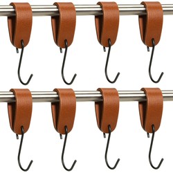 Ophanghaken - Leren S-haak hangers - S haken - 15 x 2,5 cm – Handdoekhaakjes – Kapstokhaak