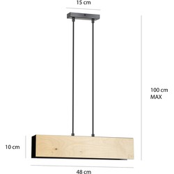 Raisio hanglamp hout met zwart binnenin 2x E27