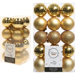 Kerstversiering kunststof kerstballen goud 4-6 cm pakket van 46x stuks - Kerstbal