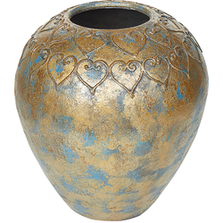 NIDA - Decoratieve vaas - Goud/Turquoise - Terracotta