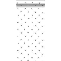Walls4You behang confetti hartjes grijs en wit - 53 cm x 10,05 m - 935299