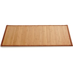 Badkamer vloermat anti-slip lichte bamboe 50 x 80 cm met lichtbruine rand - Badmatjes