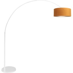 Witte booglamp met okergele kap Steinhauer Sparkled Light Goud