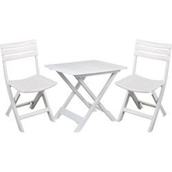 Sunnydays Klapstoelen 2x met bijzettafeltje set - buiten - wit - kunststof - Klapstoelen