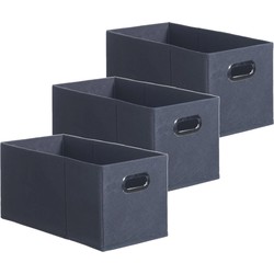 Set van 3x stuks opbergmand/kastmand 7 liter donkergrijs linnen 31 x 15 x 15 cm - Opbergmanden