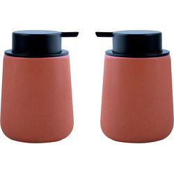MSV Zeeppompje/Dispenser Malmo - 2x - Keramiek - terracotta/zilver - 8,5 x 12 cm - 300 ml - Zeeppompjes