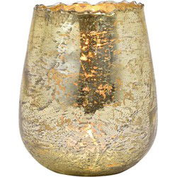 G. Wurm Windlicht - champagne goud - 12 x 15 x 12 cm - glas - Waxinelichtjeshouders