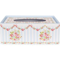 Clayre & Eef Tissue Box  23x13x10 cm Blauw Aluminium