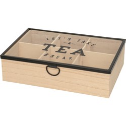 Houten theekist bruin 6-vaks 25 cm - Theedozen