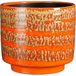 Mica Decorations Bloempot Sebas - 29x29x25 cm - Keramiek - Oranje Retro