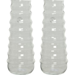 Transparante vaas/bloemenvaas ribbel-motief 6 liter van glas 15 x 35 cm - Vazen