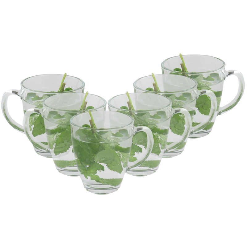 OTIX Theeglazen - met Oor - 6 Stuks - Theetassen - 350ml - Groot - Glas - Cappuccino - Glazen - 