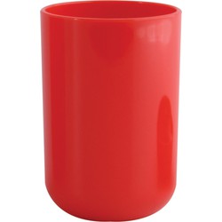 MSV Badkamer drinkbeker Porto - PS kunststof - rood - 7 x 10 cm - Tandenborstelhouders