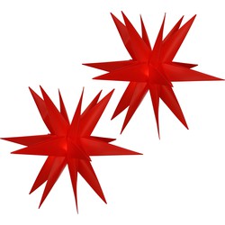 Set van 2x stuks verlichte kunststof kerststerren rood 60 cm - Kerststerren