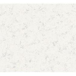 A.S. Création behang effen wit en grijs - 53 cm x 10,05 m - AS-377715