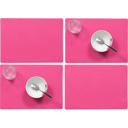Set van 4x stuks stevige luxe Tafel placemats Plain fuchsia roze 30 x 43 cm - Placemats