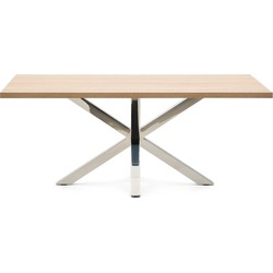 Kave Home - Argo tafel 160 cm natuurlijke melamine roestvrij benen