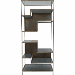 Boekenkast met planken van gerookt glas H180 cm - TETRIS