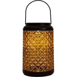 Anna's Collection Solar lantaarn - voor buiten - D12,5 x H20 cm - amber glas - tafellamp - Lantaarns
