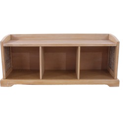 Cosmo Casa  Bank Bienne - Opbergdoos - 3 manden - Kubu - Rotan vlechtwerk - 112x46x37cm - Licht