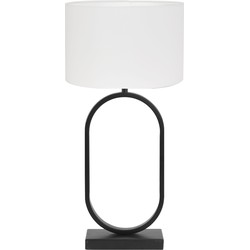 Tafellamp Jamiri/Polycotton - Zwart/Wit - Ø30x67cm