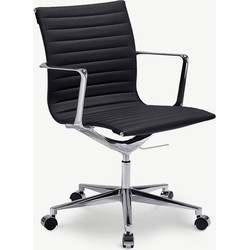 Furnicher Walton bureaustoel - PU-leren zitting - Chroom frame - In hoogte verstelbaar - Draaibaar - Zwart
