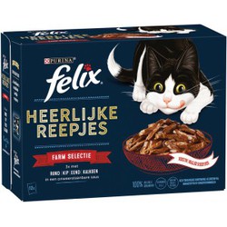 Heerlijke reepjes farm selectie 12x80g kattenvoer - Felix