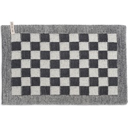 Knit Factory Gebreide Placemat - Onderlegger Block - Ecru/Antraciet - 50x30 cm