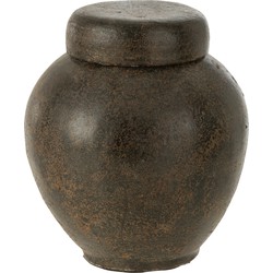 J-line - Pot Met Deksel Terracotta Bruin Large - 25x25x25cm