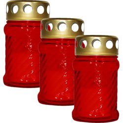 Cosy & Trendy Grafkaars/gedenklicht - 5x - Rood - 7 x 12 cm - buitenkaarsen