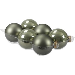 6x stuks glazen kerstballen graniet groen 8 cm mat/glans - Kerstbal