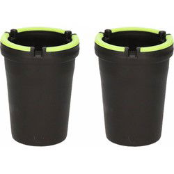 Set van 2x stuks glow in the dark auto lichtgevende asbakken 11 cm - Asbakken