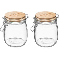 5Five Weckpot/voorraadpot - 2x - 0,75L - glas - beugelsluiting - Voorraadpot