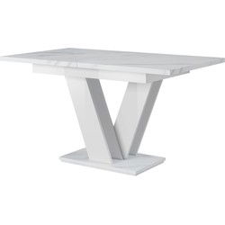 Meubella - Eetkamertafel Moris - Wit marmerlook - 160 cm - Uitschuifbaar