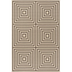 Safavieh Geometric Indoor/Outdoor Woven Area Rug, Beachhouse Collection, BHS123, in Creme & Brown, 160 X 229 cm