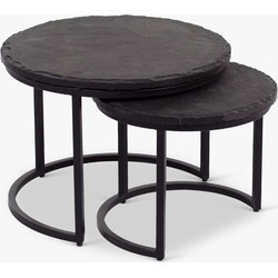 Starfurn Salontafel Ora Black Kadappa Stone| 60 cm | Set van 2