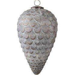 Clayre & Eef Kerstbal XL  Ø 15 cm Grijs Glas Kerstboomversiering