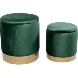 Poef Cherry Storage Dark Green Brass (2/set)