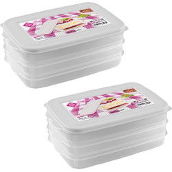 6x Vleeswaren bakjes transparant/wit 26 x 16 x 10 cm - Vershoudbakjes