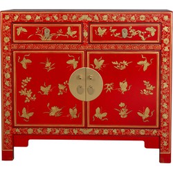 Fine Asianliving Chinese Kast Lucky Rood Vlinders Handbeschilderd -