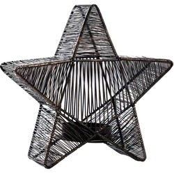 PTMD Windlicht Bibi - ster van ijzerdraad - 25x10x25 cm - zwart