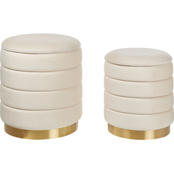 GARLAND - Poef set van 2 - Lichtbeige - Fluweel