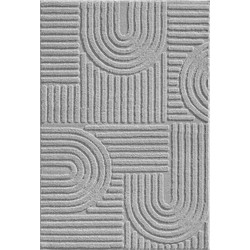 Laagpolig vloerkleed Arte - Japandi Stijl - Zilver / Grijs - 80x250 cm