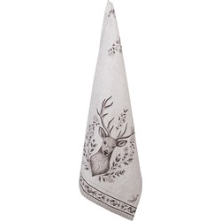 Clayre & Eef Theedoek 50x70 cm Beige Katoen Hert Keukenhanddoek