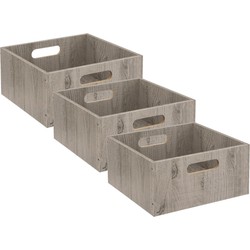 5five Opbergmand hout - 3x - 14L - grijs - 31 x 31 x 15 cm - Opbergmanden