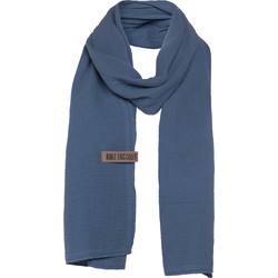 Knit Factory Liv Sjaal Dames & Heren - Jeans - 200x40 cm - 100% Biologisch katoen