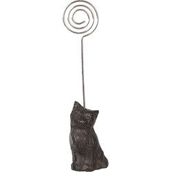 Clayre & Eef Kaarthouder Kat 3x3x14 cm Bruin Metaal