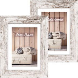 Zep Fotolijstje - 2x - white wash - hout - voor foto van 13 x 18 cm - Fotolijsten