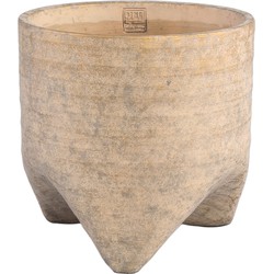 PTMD Kodi Light Brown cement pot on feet round big S